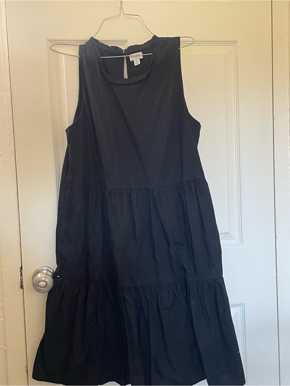 J. Crew Black Sleeveless Tiered Midi Dress